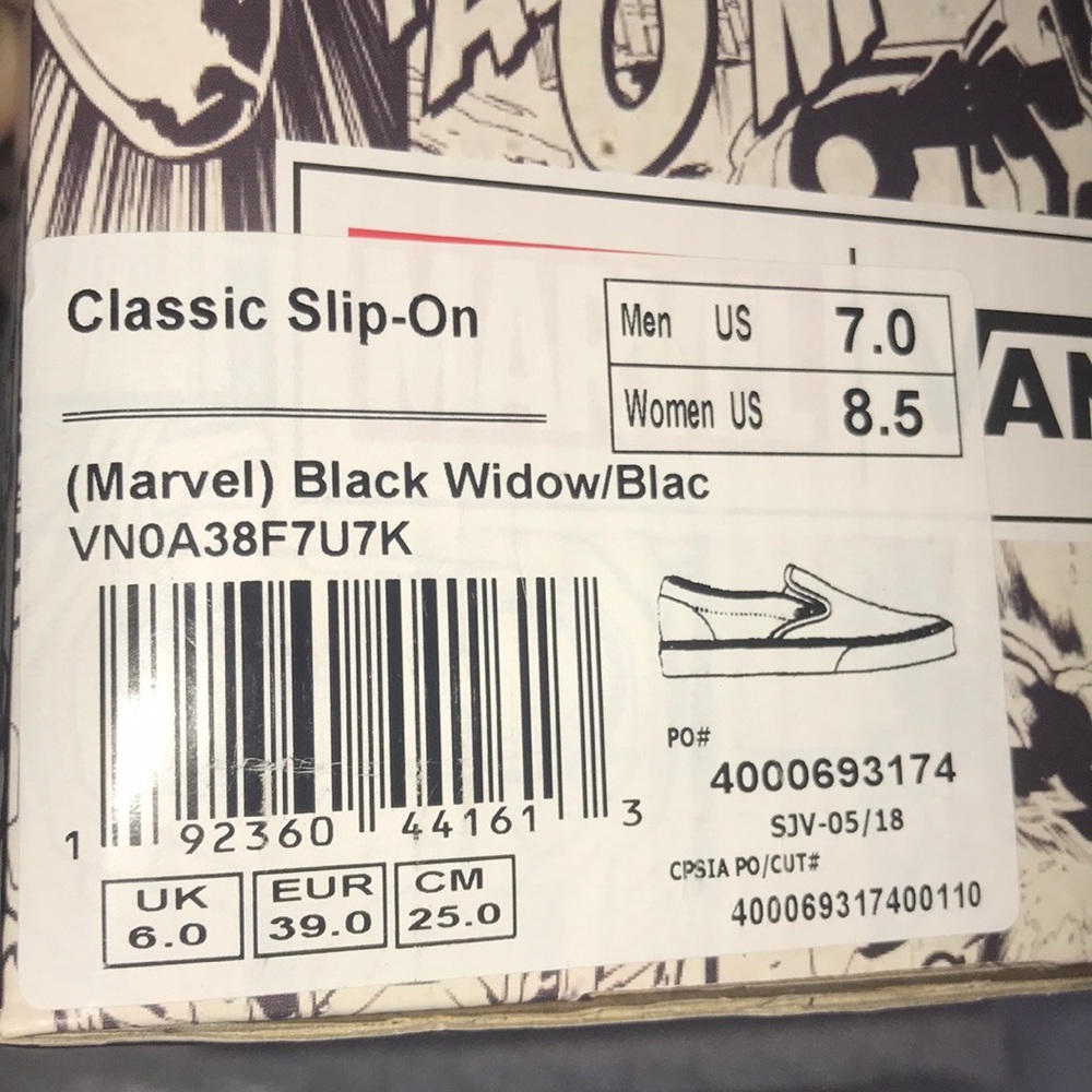 >Ⓜ️+MARVEL CLASSIC SLIP-ON BLACK WIDOW UNISEX😍RUGGED OUTLINER. BRAND NEW VANS - Picture 7 of 15